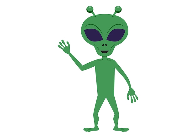 Cartoon groene alien Vectorillustratie van aliens geïsoleerd op een witte achtergrond