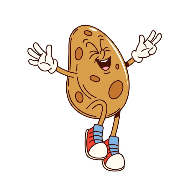 Cartoon groovy potato vegetable retro character