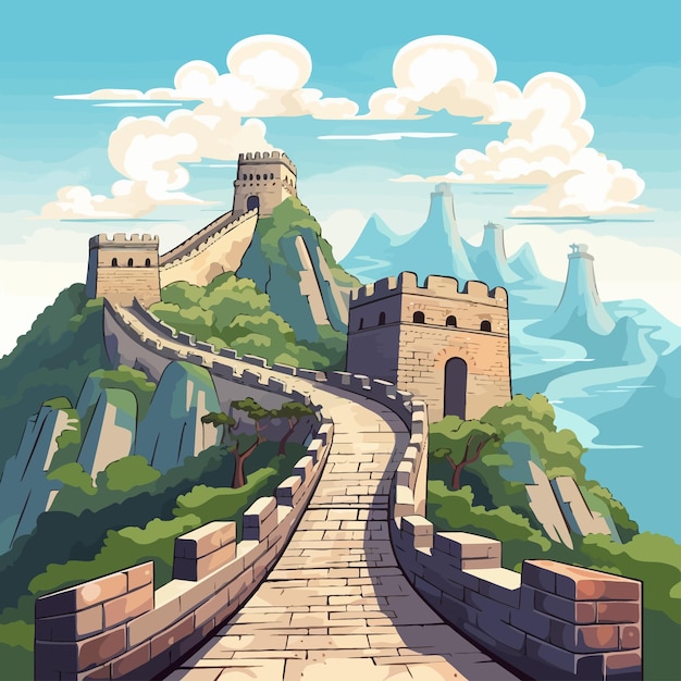 Cartoon_Grote_Wand_van_China_Vector_Illustratie