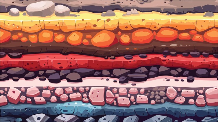 Vector cartoon ground layers game level surface seamless pattern