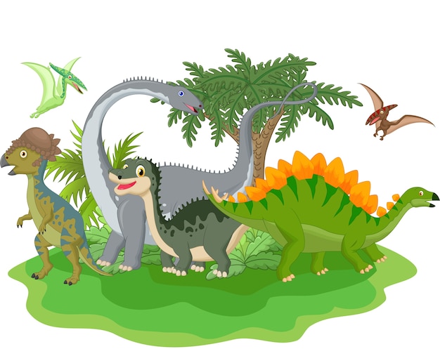 Мультяшная группа динозавров