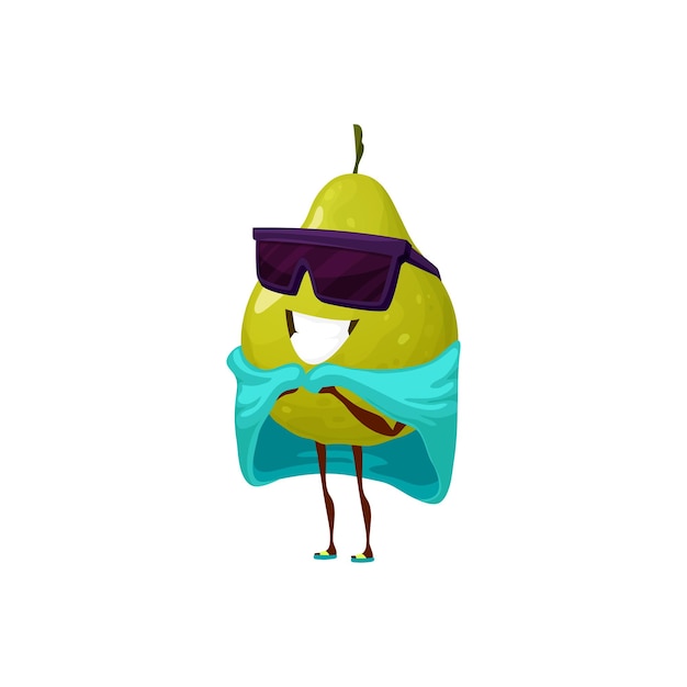 Cartoon guava fruit character covered with towel