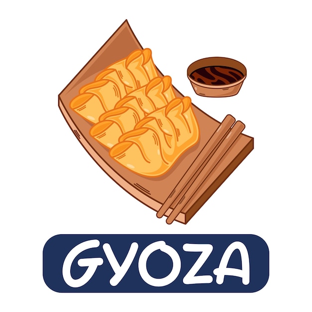 Vector cartoon gyoza japans eten vector geïsoleerd op een witte achtergrond