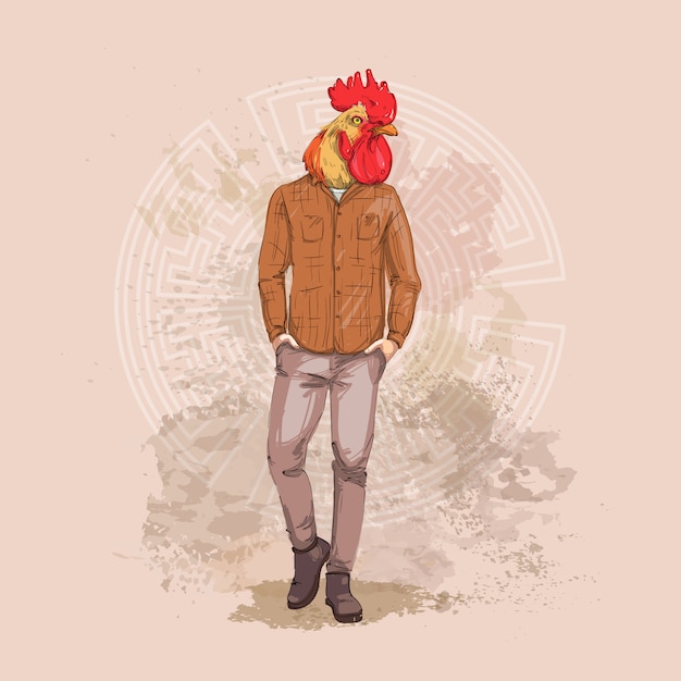 Vector cartoon haan hipster l