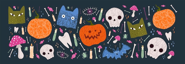 Cartoon halloween banner voor decoratief ontwerp.