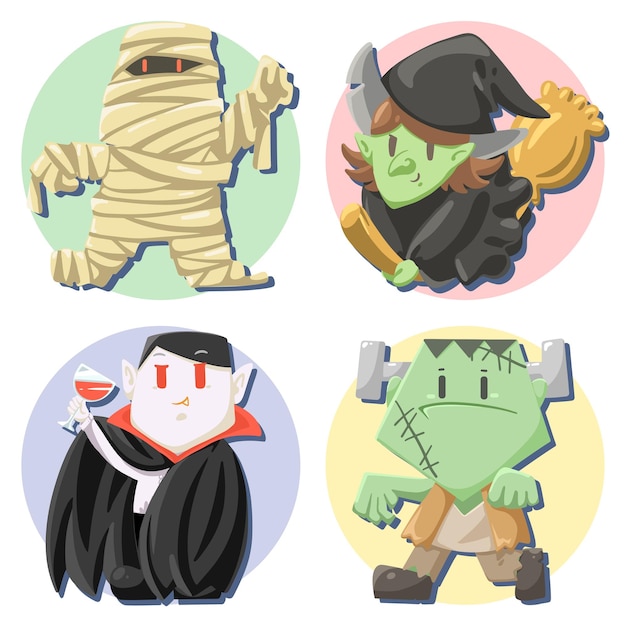 cartoon halloween characters design