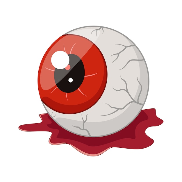 Vector cartoon halloween eyeball isolated on white