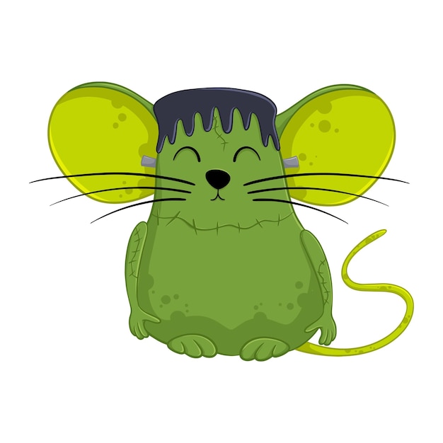 Cartoon halloween frankenstein mouse illustrazione divertente isolato