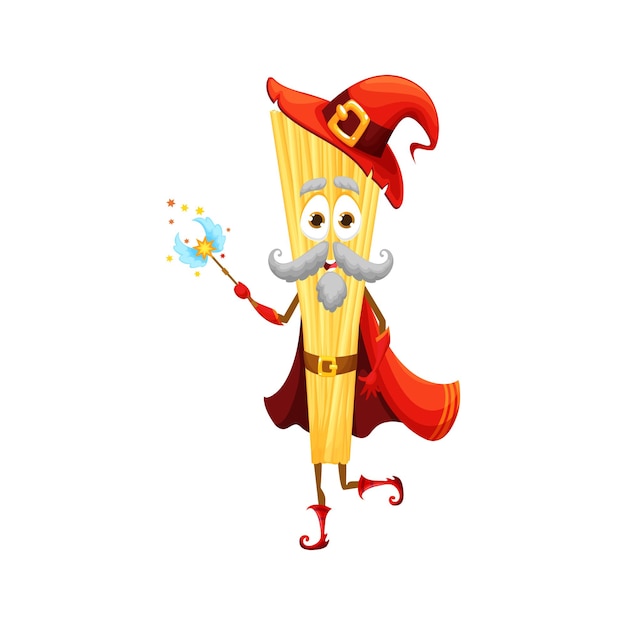 Cartoon Halloween italian linguine pasta wizard