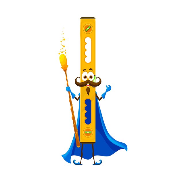 Vector cartoon halloween level tool wizard character