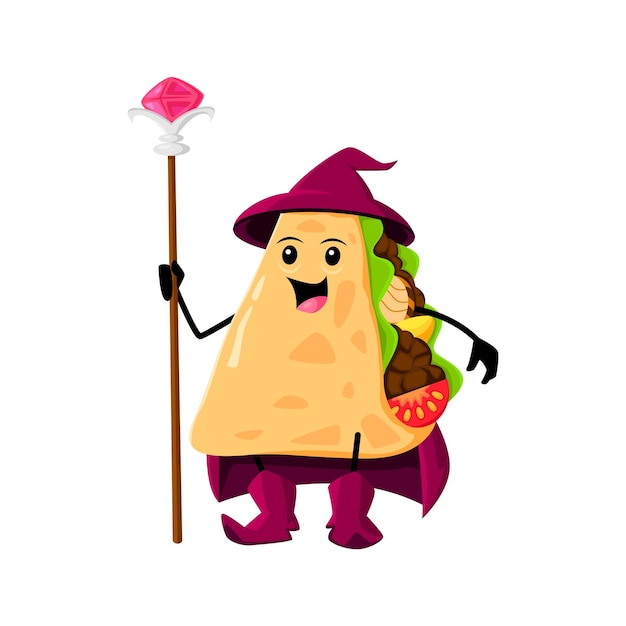 Cartoon Halloween quesadilla tex mex food wizard