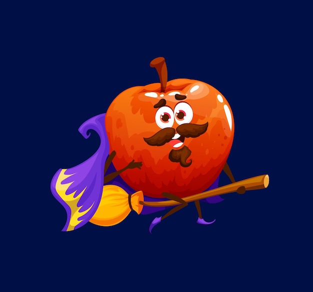 Vector cartoon halloween rode appel heks tovenaar fruit
