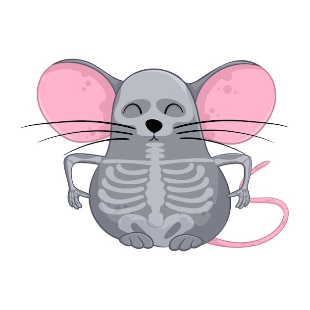 Cartoon halloween skeleton mouse Funny illustration Isolated