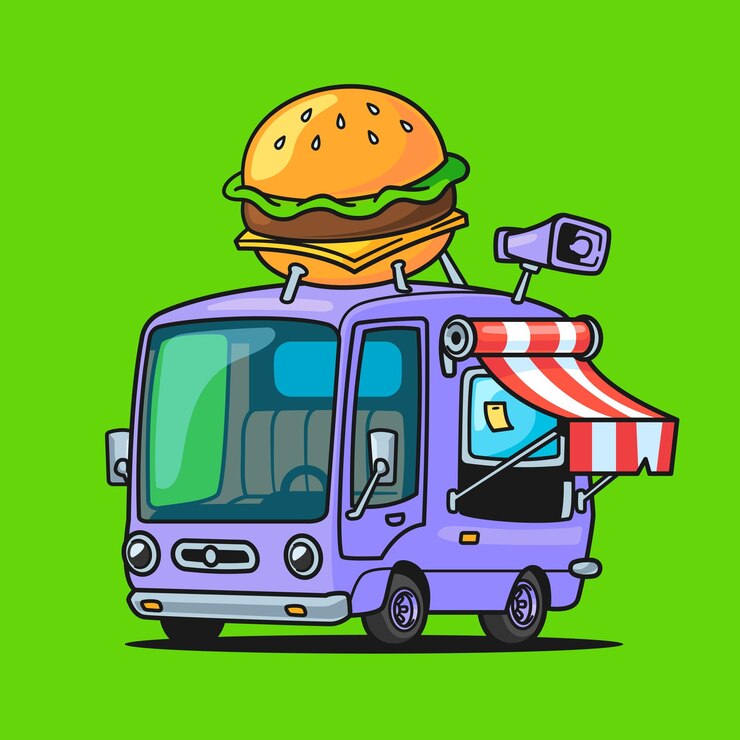 Vector cartoon hamburger foodtruck illustratie vector icon