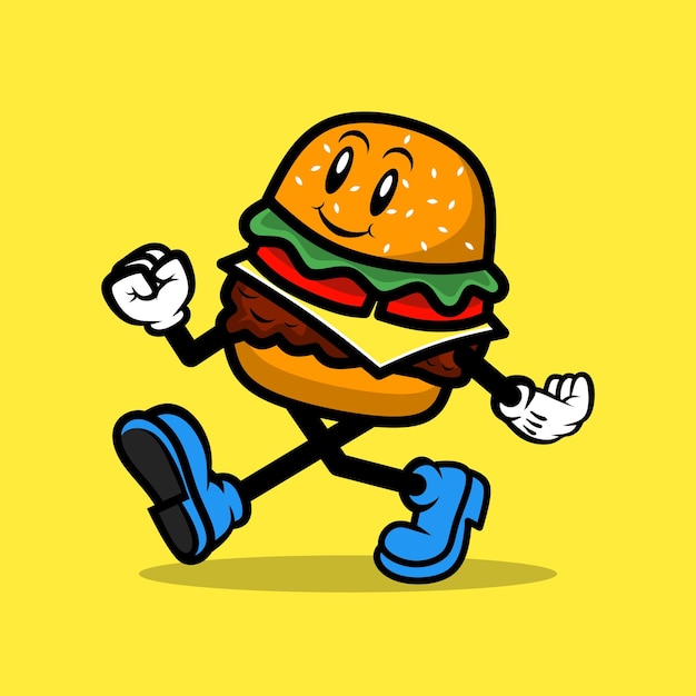 Cartoon hamburger mascotte logo ontwerp