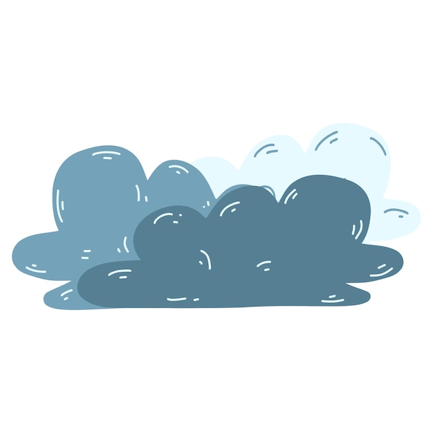 Vector cartoon hand drawn clouds icon vector illustration of weather forecast natural phenomena in childish style