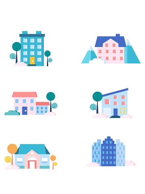 Cartoon hand drawn house, building, villa, shop flat icon