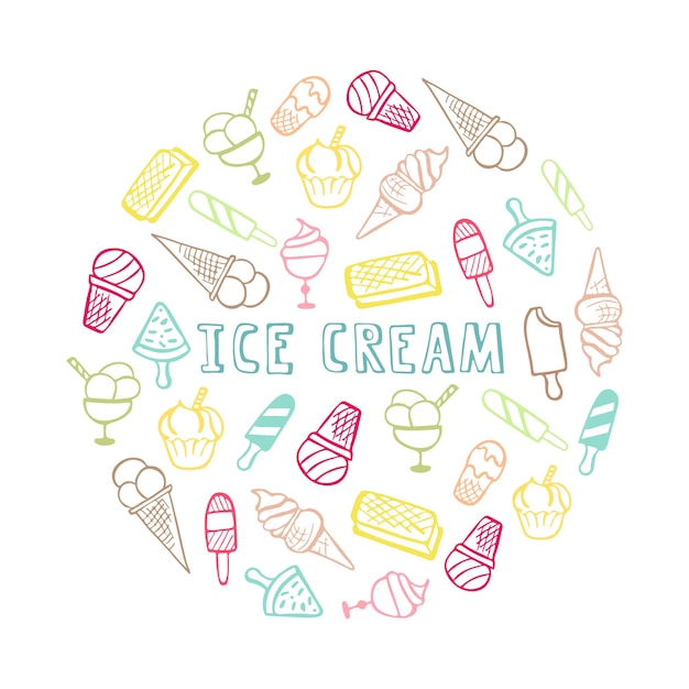 Cartoon disegnato a mano gelato divertente sfondo design estivo