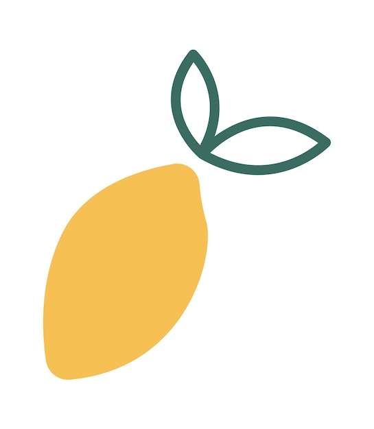 Cartoon hand drawn lemon fruit flat icon