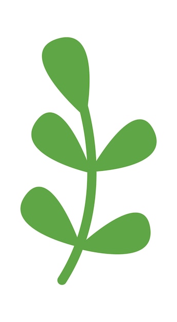 Vettore icona piana del ramo della pianta disegnata a mano del fumetto decorazioni primaverili