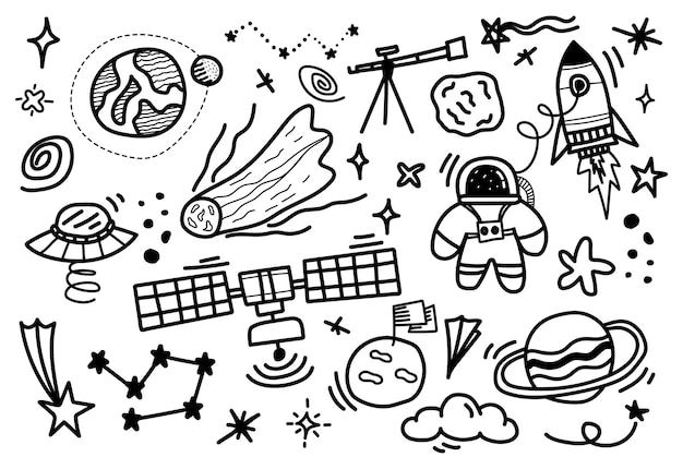 Vector cartoon hand drawn space suit.