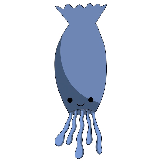 Vector cartoon hand drawn squid sea life illustration