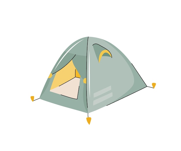 Вектор Мультяшная рисованная туристическая палатка оборудование для кемпинга походы туристический предмет