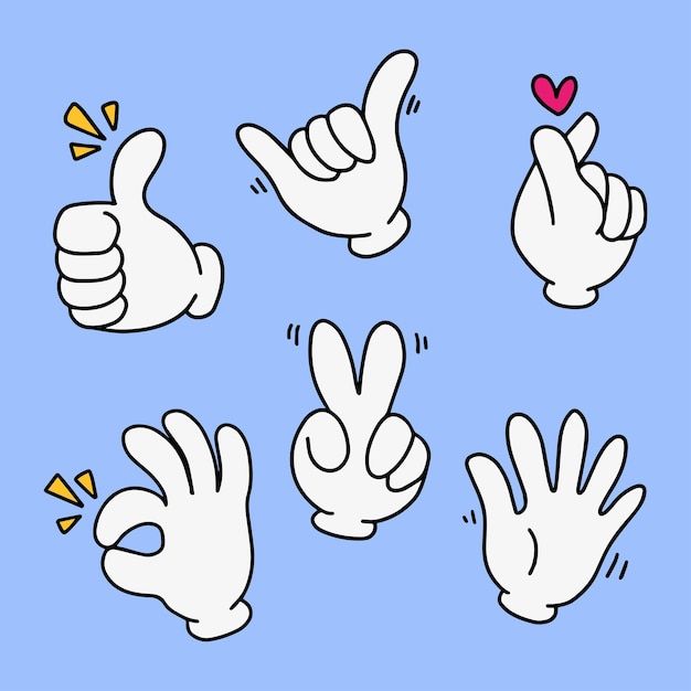 Vector cartoon hand gesture collection