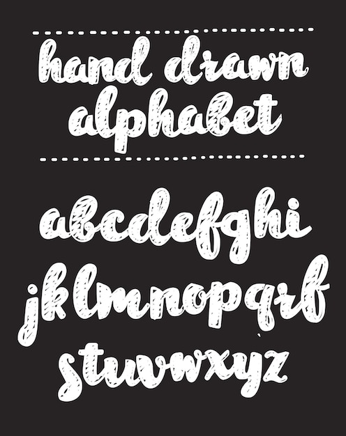 Cartoon Hand getrokken lettertypen schoolbord alfabet belettering