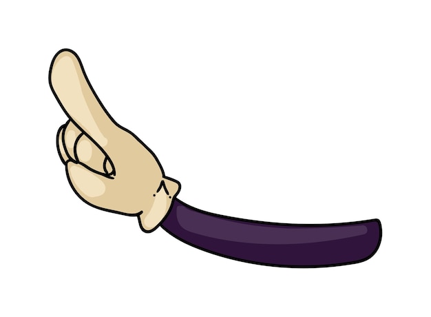 Vector cartoon hand index finger pointing up gesture