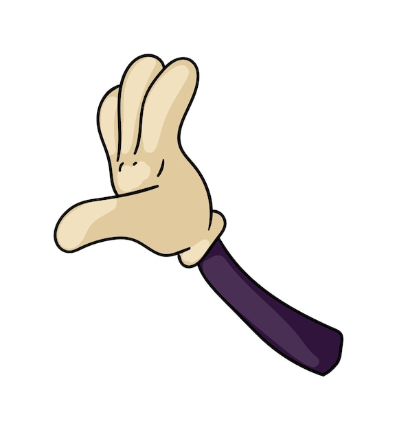 Cartoon hand open palm stop gesture isolated