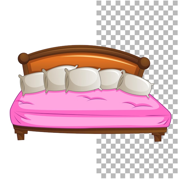 Vector cartoon hand painted bed contrast color upscale bed