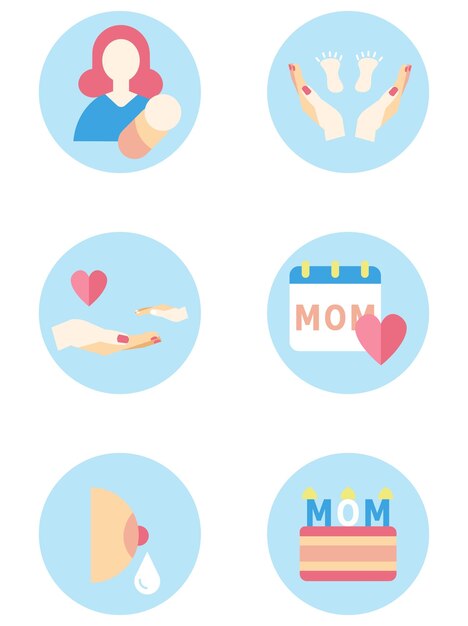 Cartoon hand-painted mother-infant parent-child parental care icon on Mother's Day