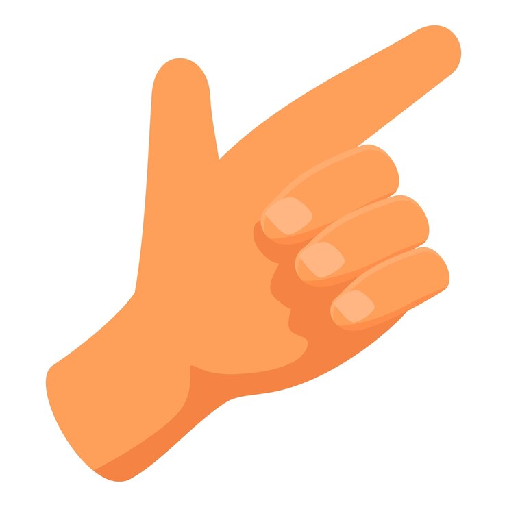 Vector cartoon hand pointing gesture showing direction