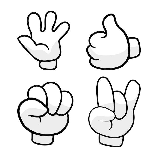 Cartoon hand pose gesture set vector