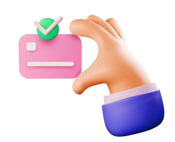 Vector cartoon hand using credit card for online payment or payment transaction or online mobile banking