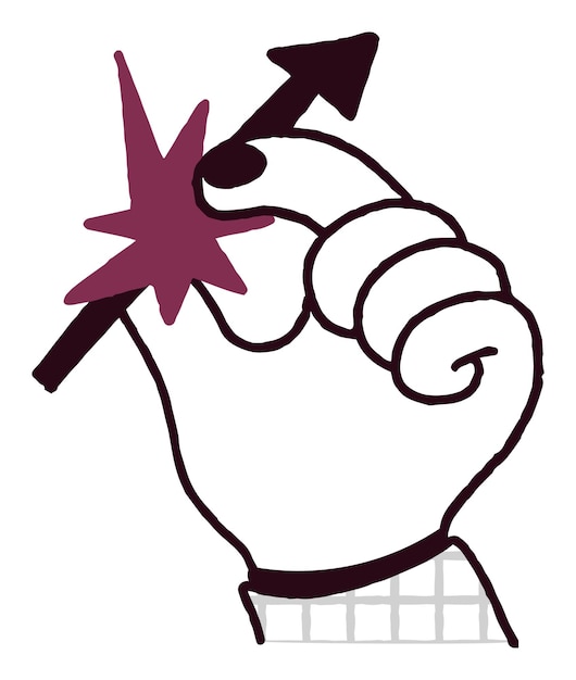 Vector cartoon hand with magic wand casting a spell