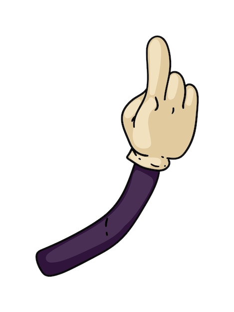 Cartoon hand with raised forefinger gesture