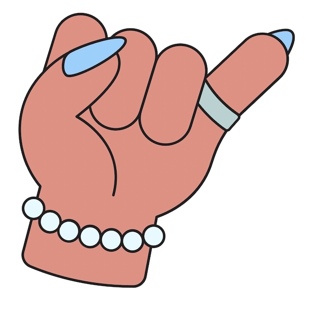 Vector a cartoon hand with a ring on it making a peace sign