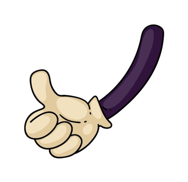 Cartoon hand with thumb up gesture isolated