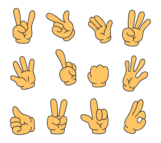 Cartoon Hands Gestures Set