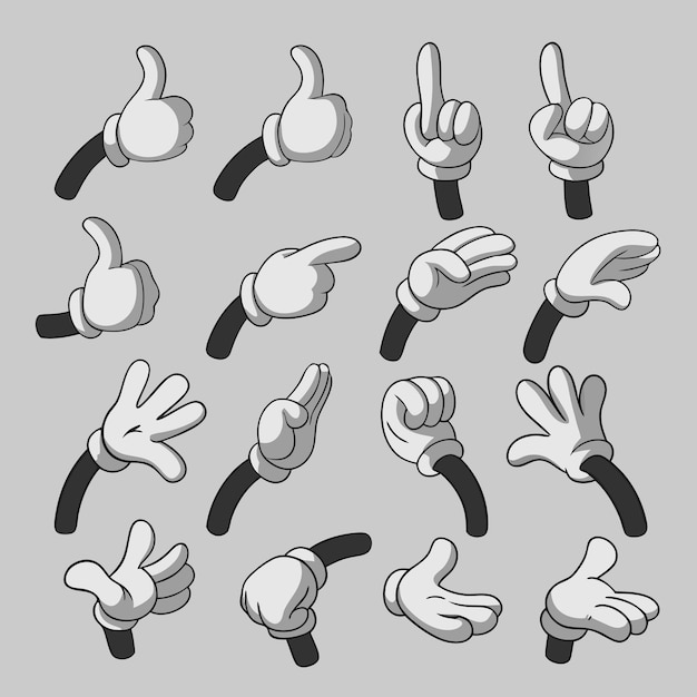 Cartoon Hands Gesturing in White Gloves