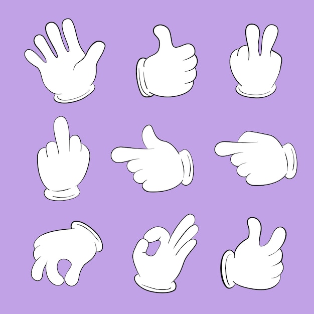 Vector cartoon hands set different gestures
