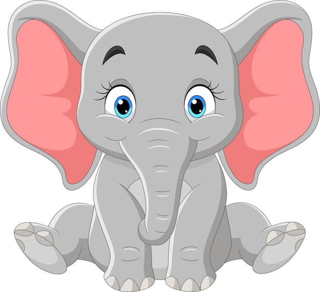 Cartoon happy baby elephant sitting