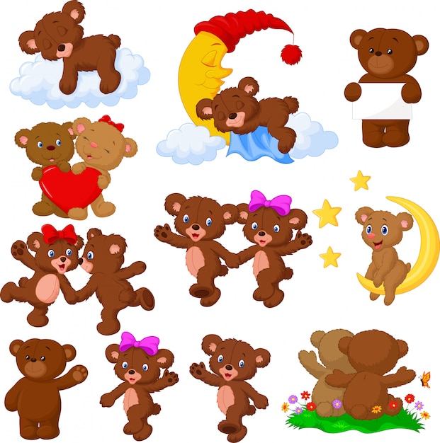 Cartoon happy bear collection set