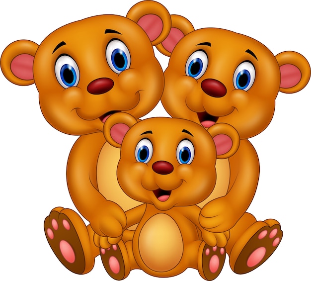 Cartoon happy bear family