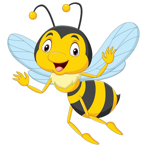 Cartoon happy bee geïsoleerd op een witte achtergrond