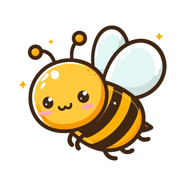 Vector cartoon happy bee on white background