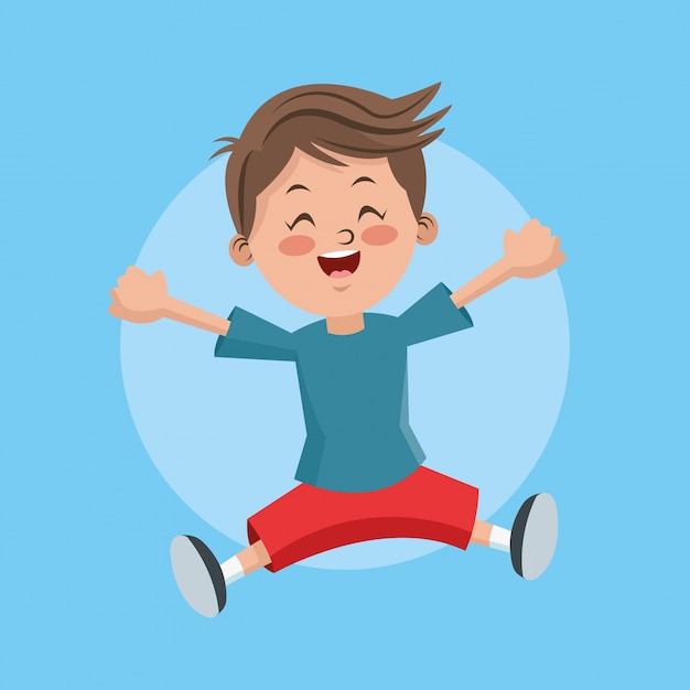 Vector cartoon and happy boy kid