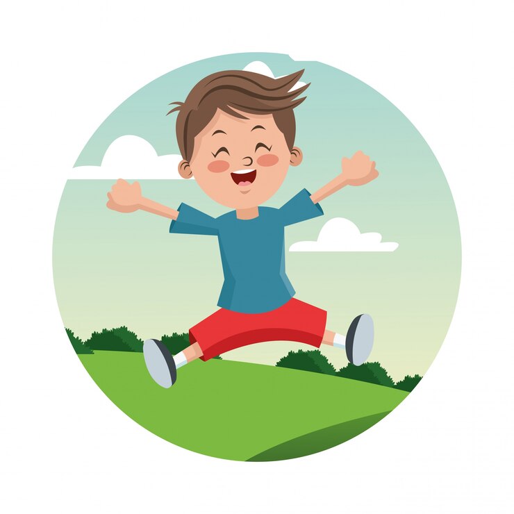 Vector cartoon and happy boy kid